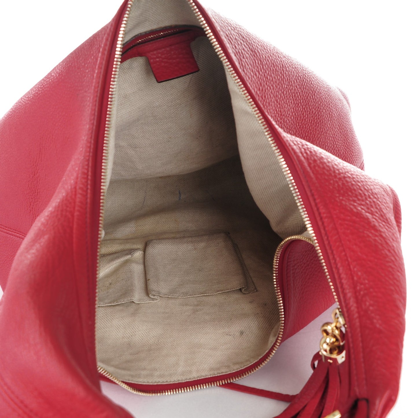 Pebbled Calfskin Large Soho Hobo Red