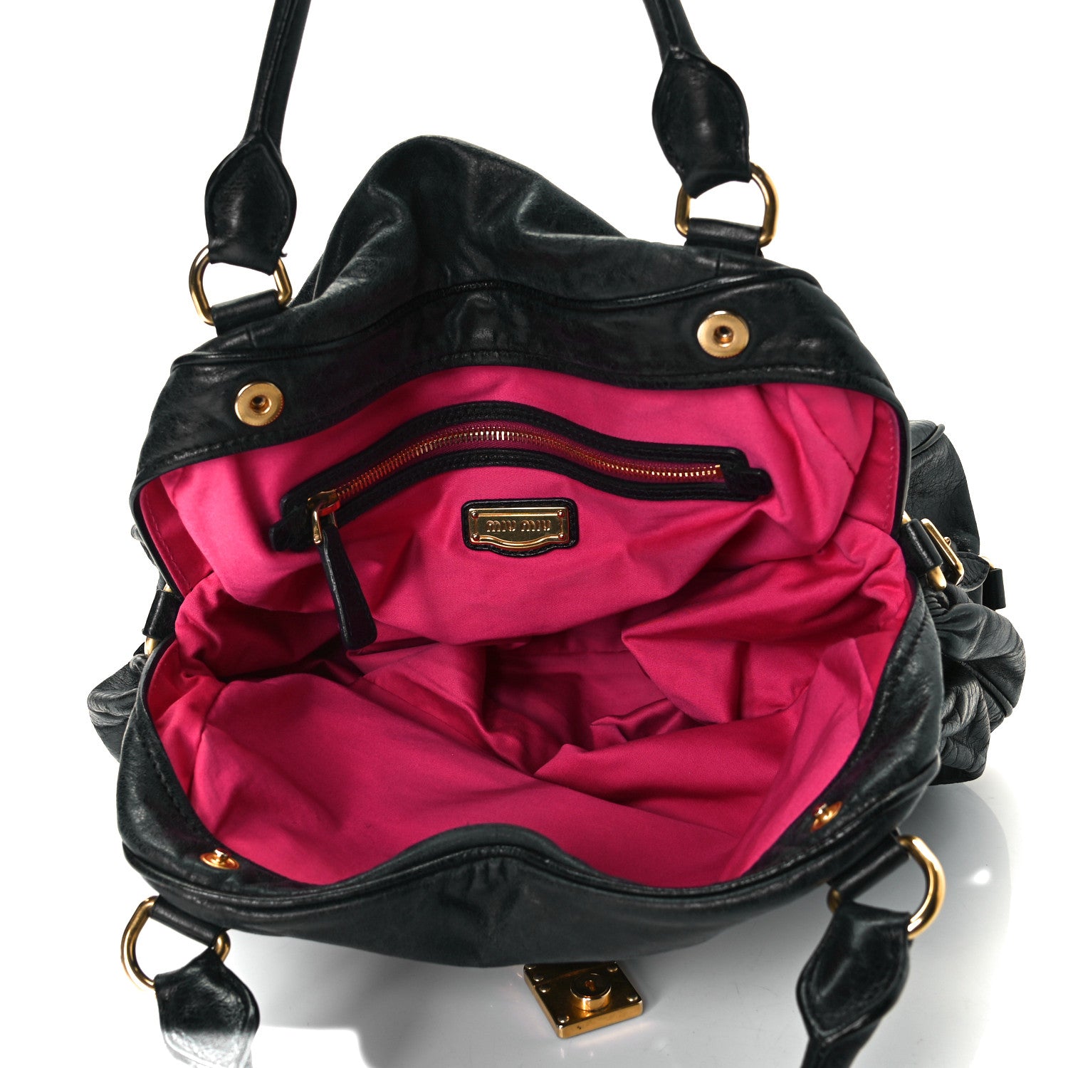 Miu Miu Nappa Lock Pocket Hobo Black 7 of 7