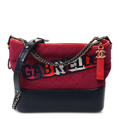 Chanel Wool Calfskin Quilted Medium Gabrielle Hobo Red 1 of 10