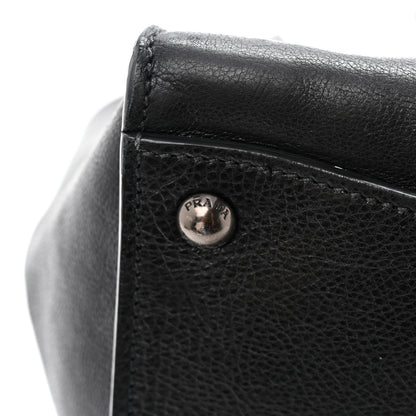 Prada Glace Calf Twin Pocket Tote Black 18 of 25