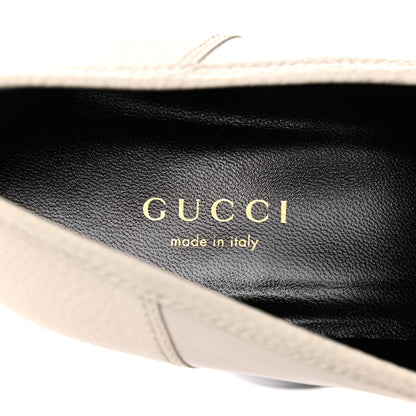 Gucci Goatskin Pebbled Calfskin Sylvie Chain Mid Heel Loafers 39.5 Mystic White 7 of 13