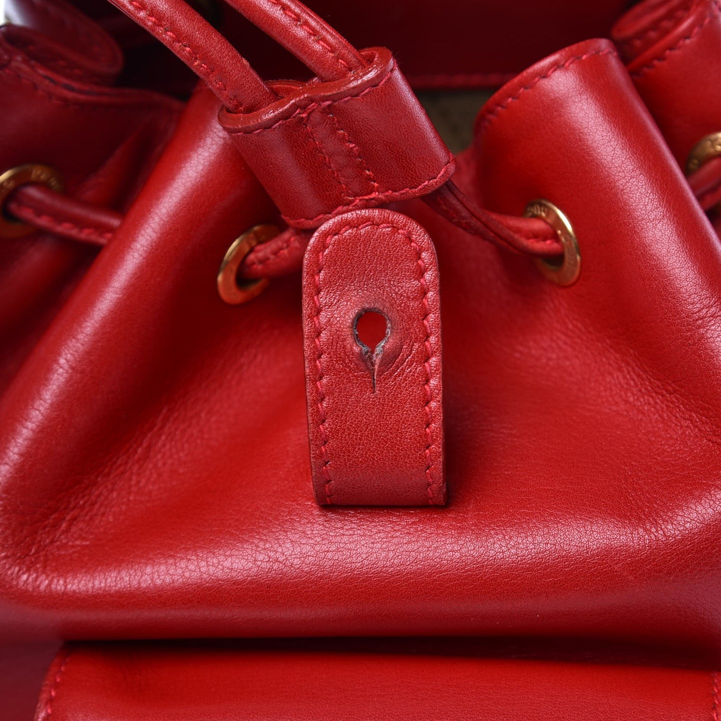 Calfskin Bamboo Mini Backpack Red