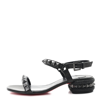 Christian Louboutin Waxed Calfskin Pyrasand 30mm Strappy Sandals 38 Black 1 of 9