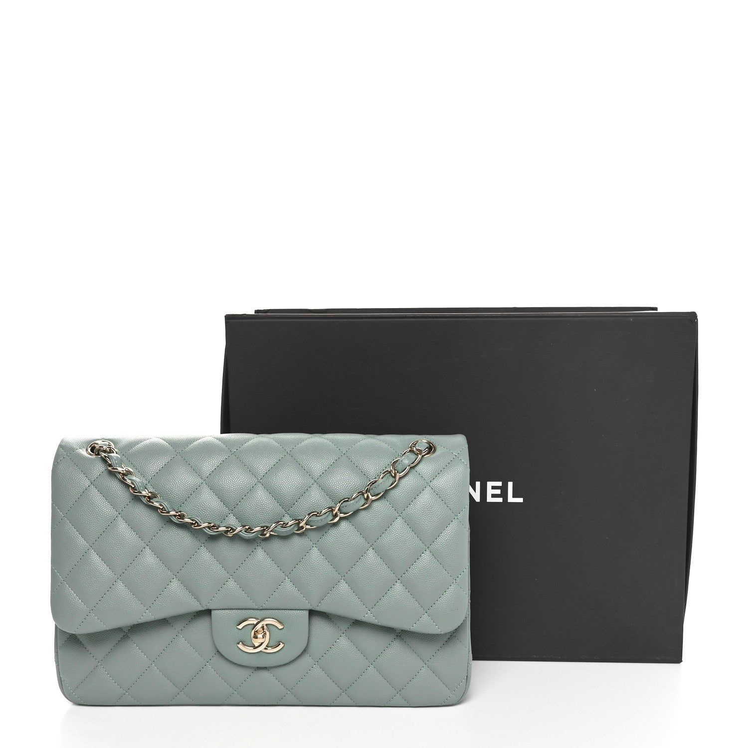 Chanel Caviar Quilted Jumbo Double Flap Dark Green 11 of 11