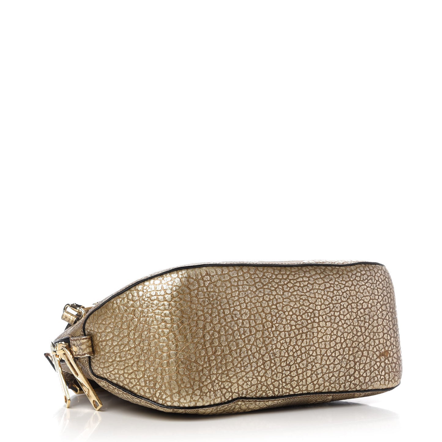 Metallic Heritage Grain Check Embossed Small Orchard Bowling Bag Gold