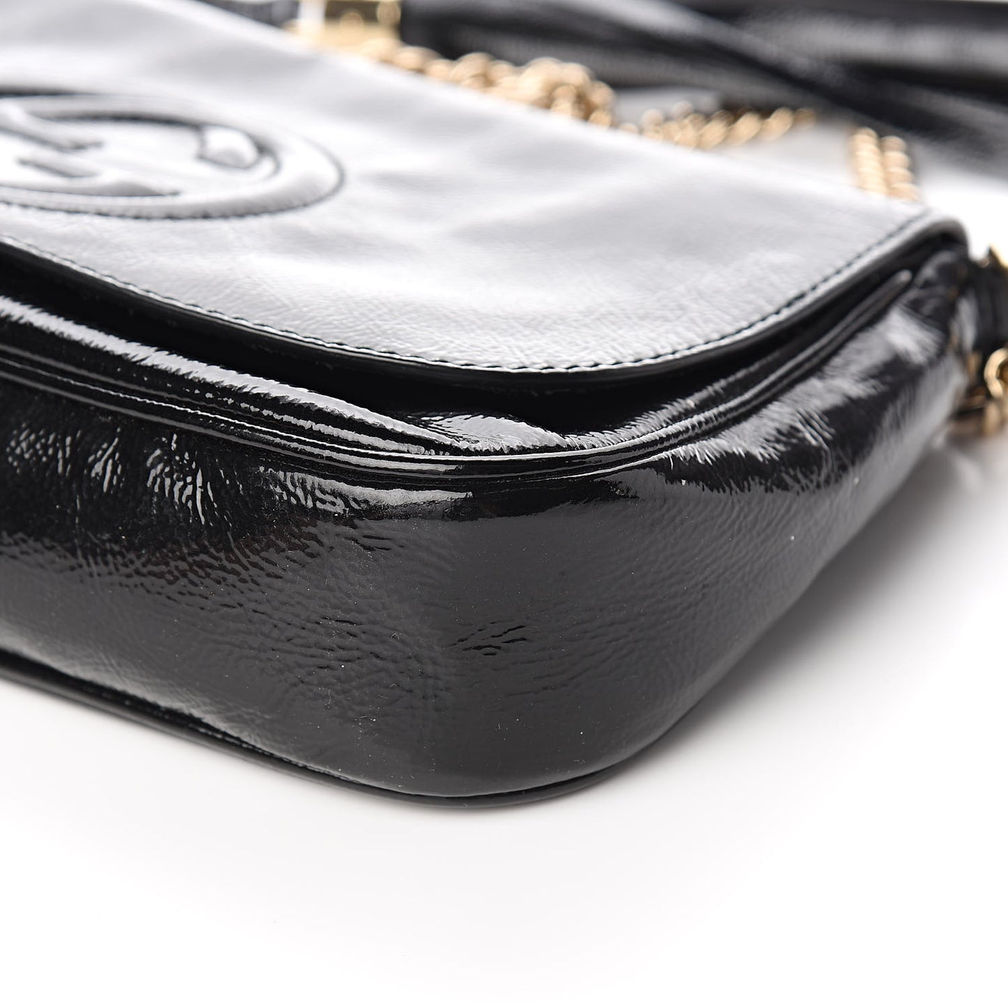 Patent Medium Soho Flap Crossbody Black
