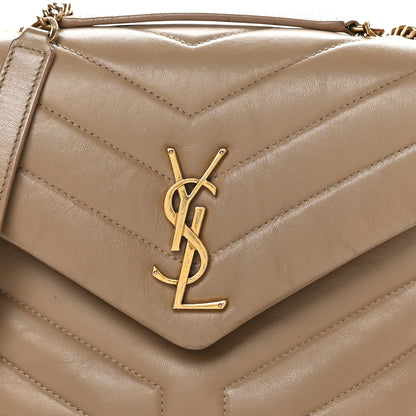 Saint Laurent Calfskin Y Quilted Monogram Small Loulou Chain Satchel Dark Beige 9 of 11