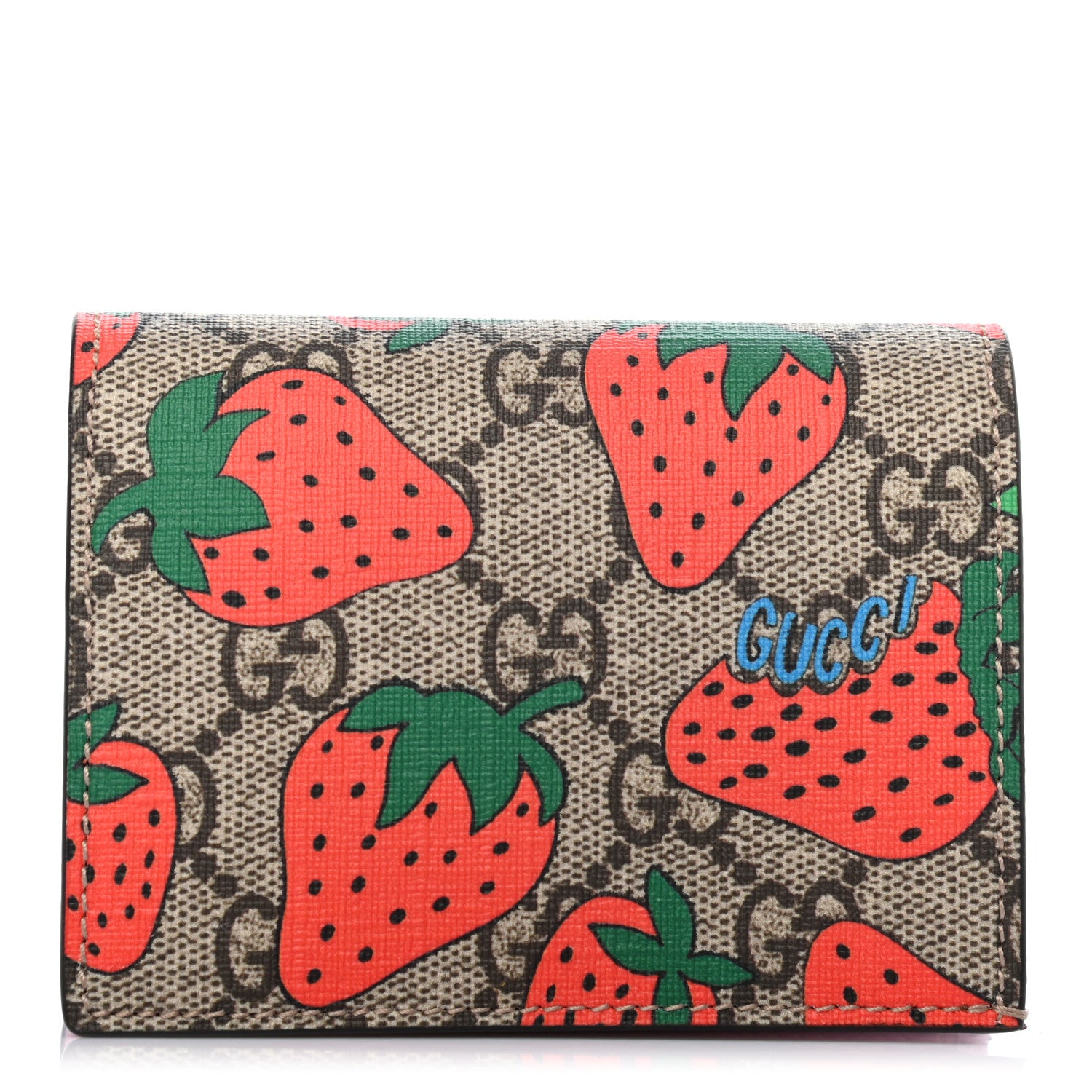 Gucci GG Supreme Monogram Strawberry Card Case 1 of 7