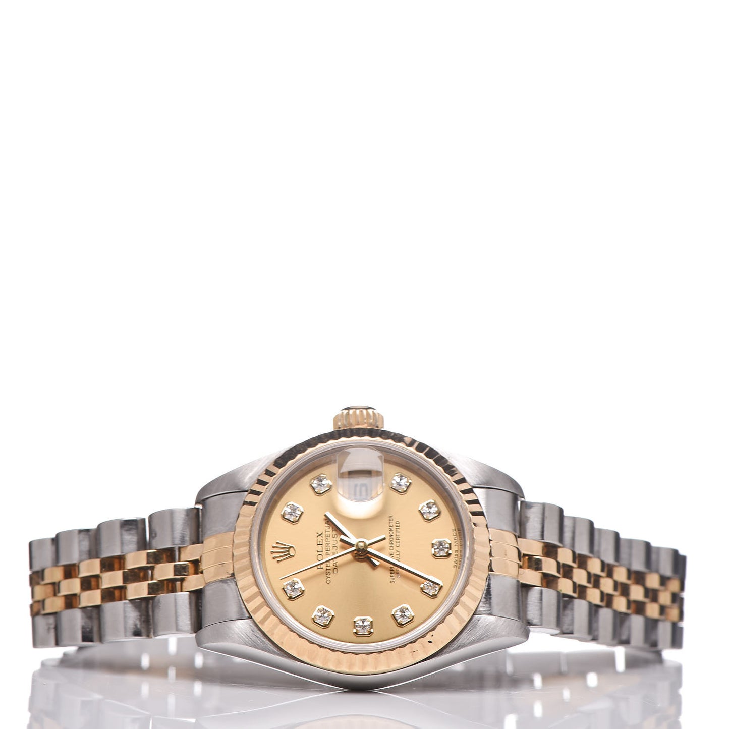 Stainless Steel 18K Yellow Gold Diamond 26mm Oyster Perpetual Datejust Watch Champagne 79173