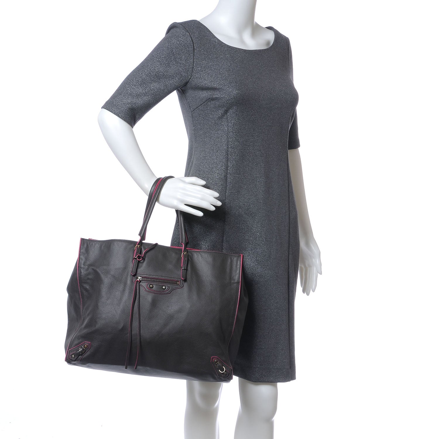 Balenciaga Veau Leather Papier A4 Tote Gris Tarmac Rose Thulian 2 of 7