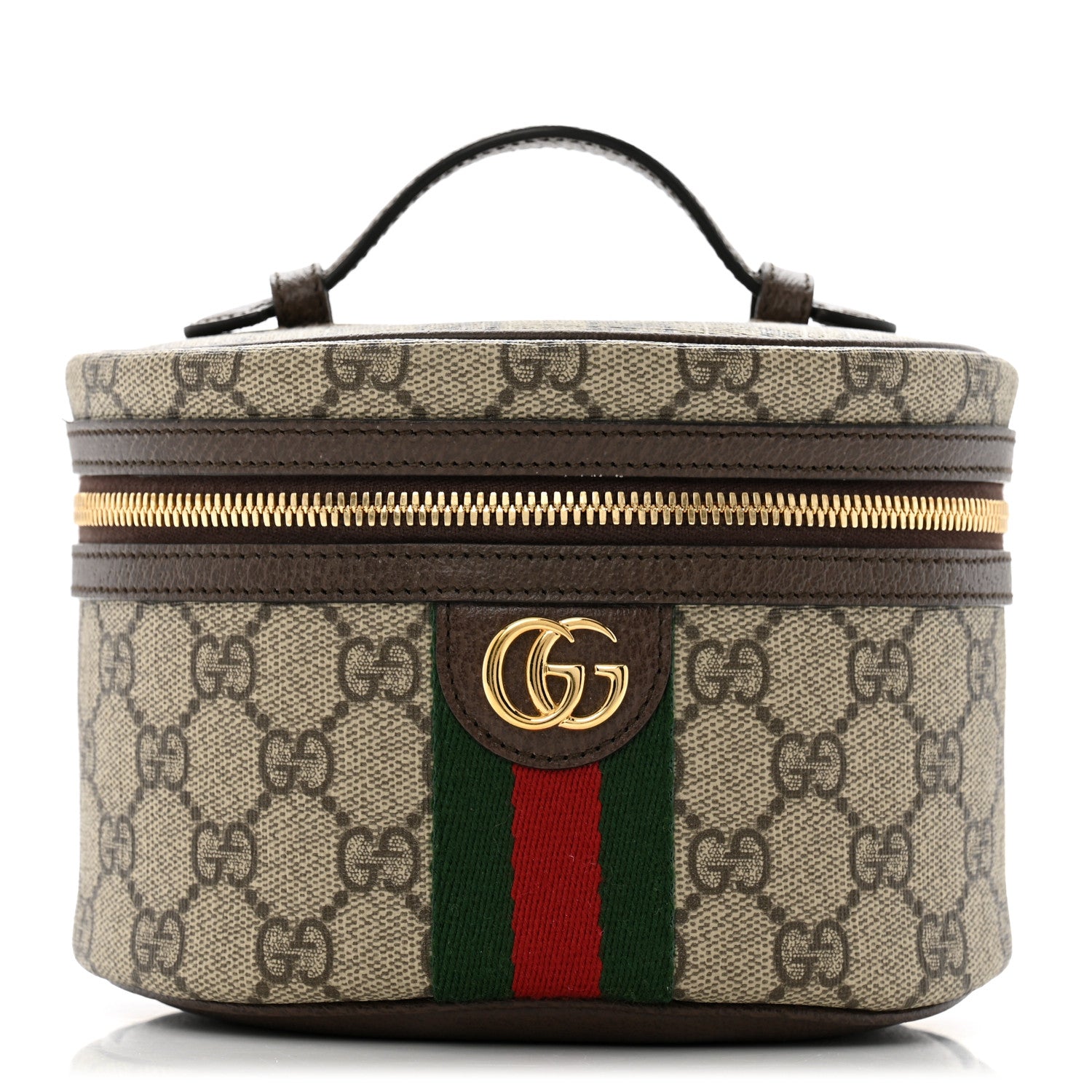 Gucci GG Supreme Monogram Textured Calfskin Web Ophidia Vanity Cosmetic Case Beige Ebony New Acero 1 of 9