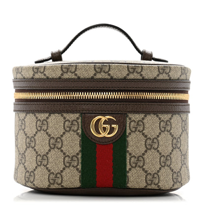 Gucci GG Supreme Monogram Textured Calfskin Web Ophidia Vanity Cosmetic Case Beige Ebony New Acero 1 of 9