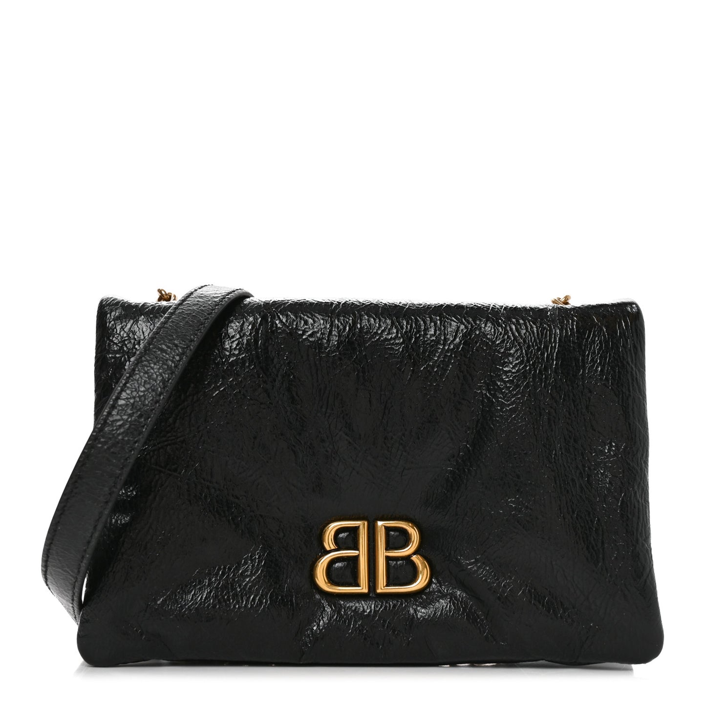 Arena Calfskin Puffy Monaco Chain Shoulder Bag  Black