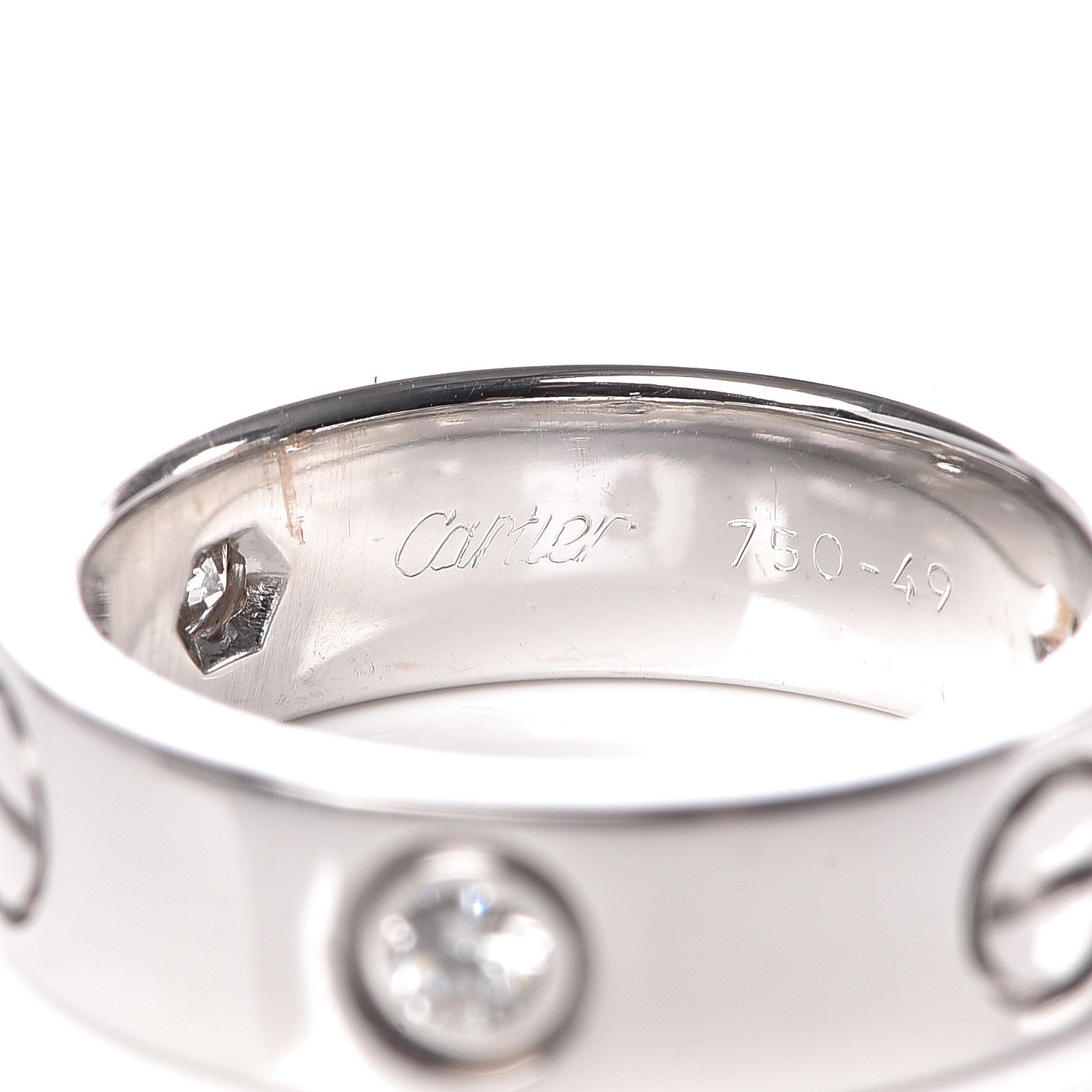 Cartier 18K White Gold 3 Diamond 5.5mm LOVE Ring 49 4.75 4 of 5