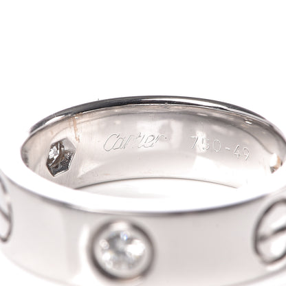 Cartier 18K White Gold 3 Diamond 5.5mm LOVE Ring 49 4.75 4 of 5