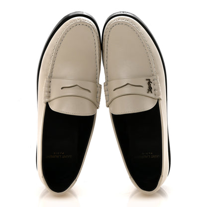 Saint Laurent Calfskin Penny Loafers 38 Pearl 2 of 10
