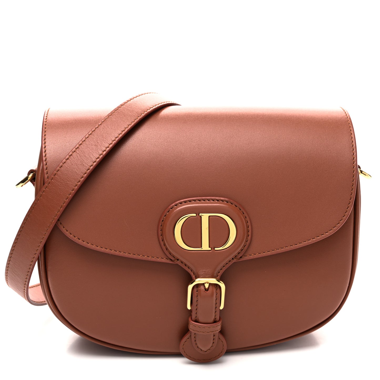 Box Calfskin Medium Bobby Flap Dark Tan