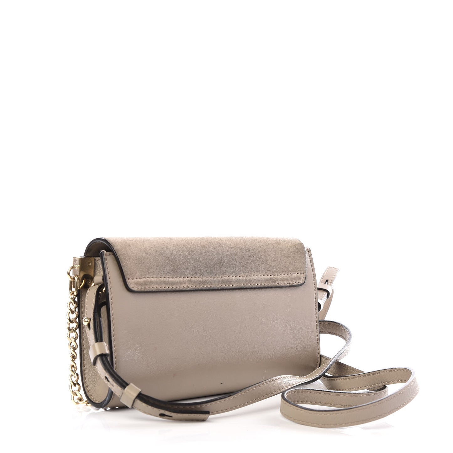 Suede Calfskin Mini Faye Shoulder Bag Motty Grey