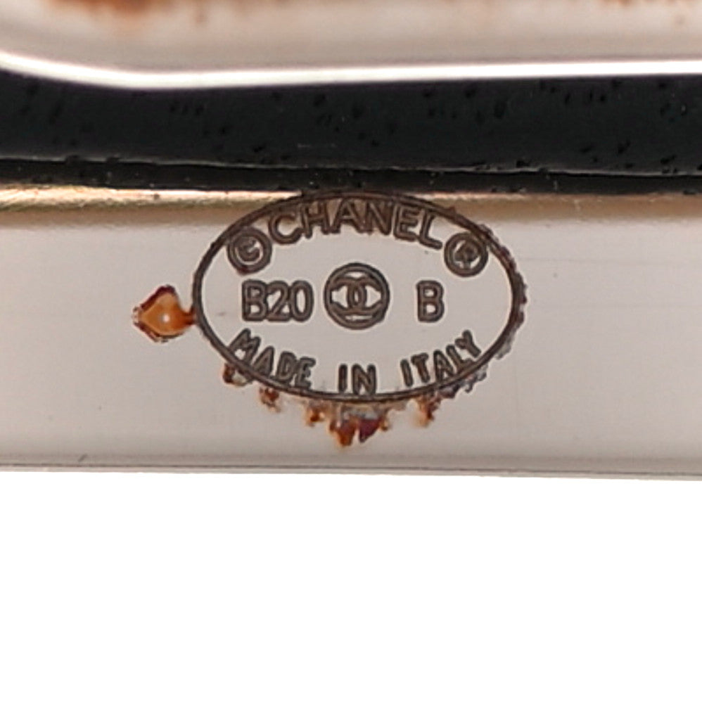 Chanel Metal Lambskin Strass Sergeant Hair Clip Barrette Black Gold 4 of 5