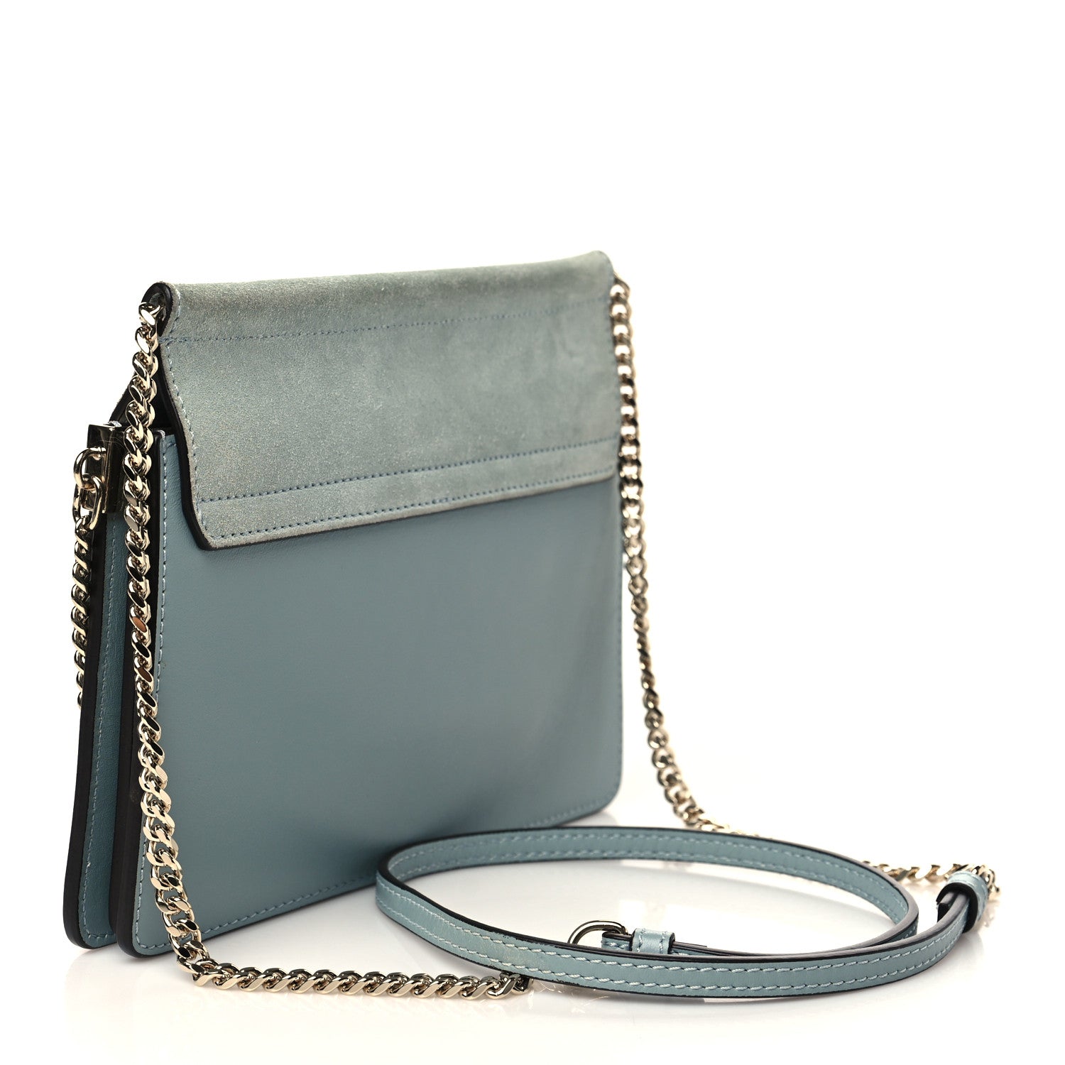 Chloe Calfskin Suede Mini Chain Faye Shoulder Bag Cloudy Blue 2 of 5