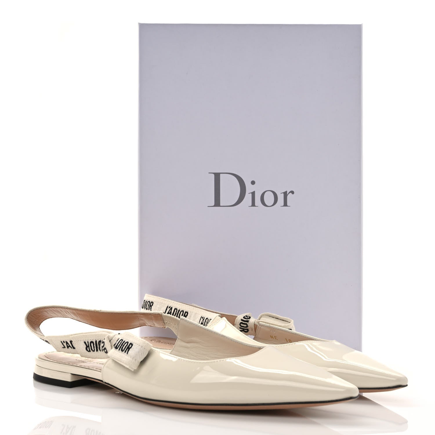 Christian Dior Patent Ribbon J'Adior Slingback Ballet Flats 41 Off White 8 of 8