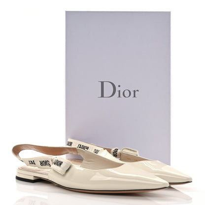 Christian Dior Patent Ribbon J'Adior Slingback Ballet Flats 41 Off White 8 of 8