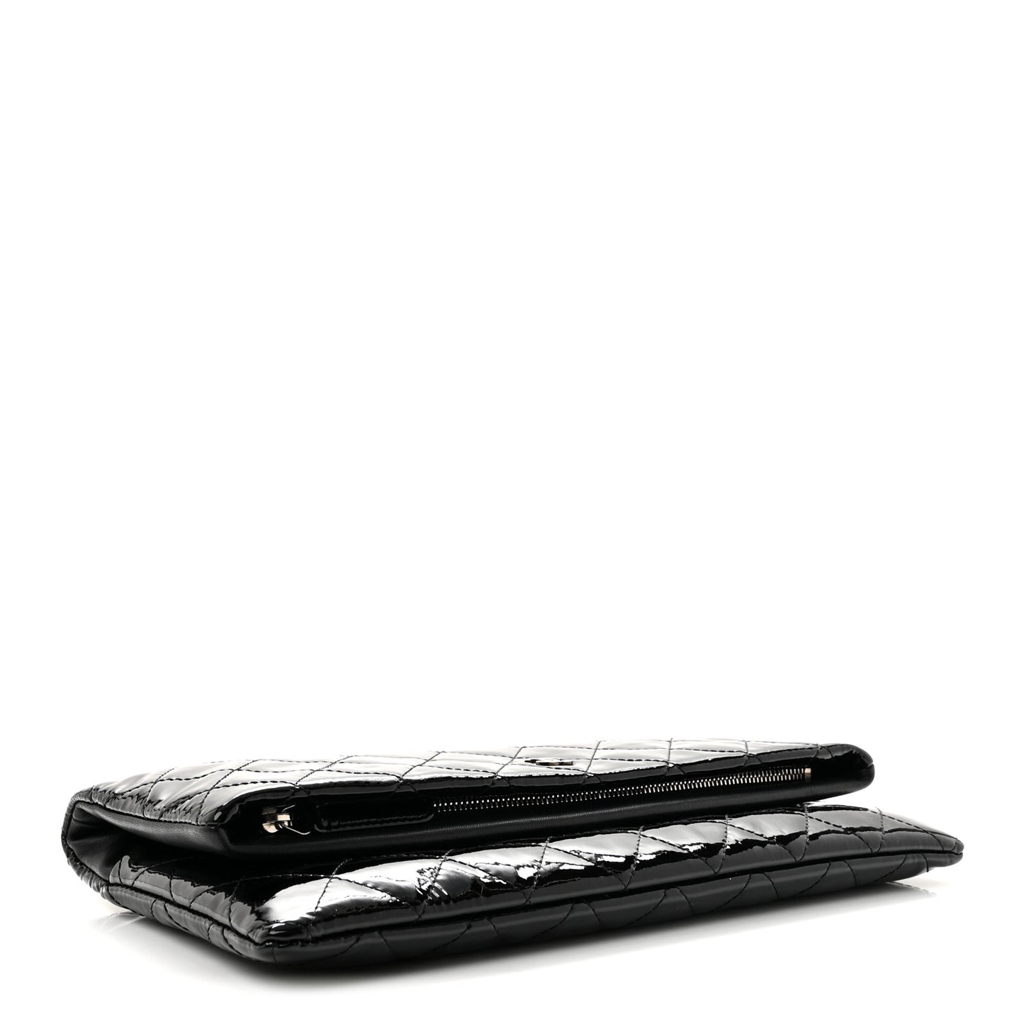 Patent Calfskin Quilted Beauty CC Clutch Black