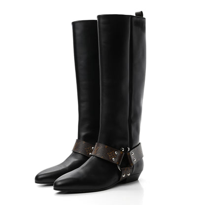 Louis Vuitton Calfskin Monogram Rhapsody High Boots 40 Black 3 of 8