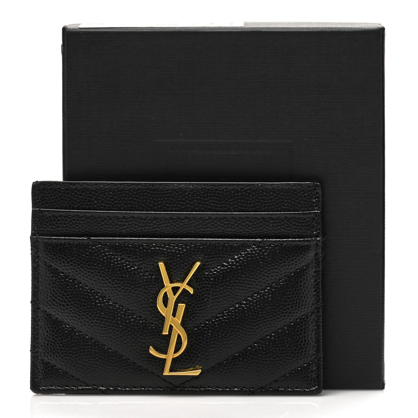 Grain De Poudre Matelasse Chevron Monogram Credit Card Case Black