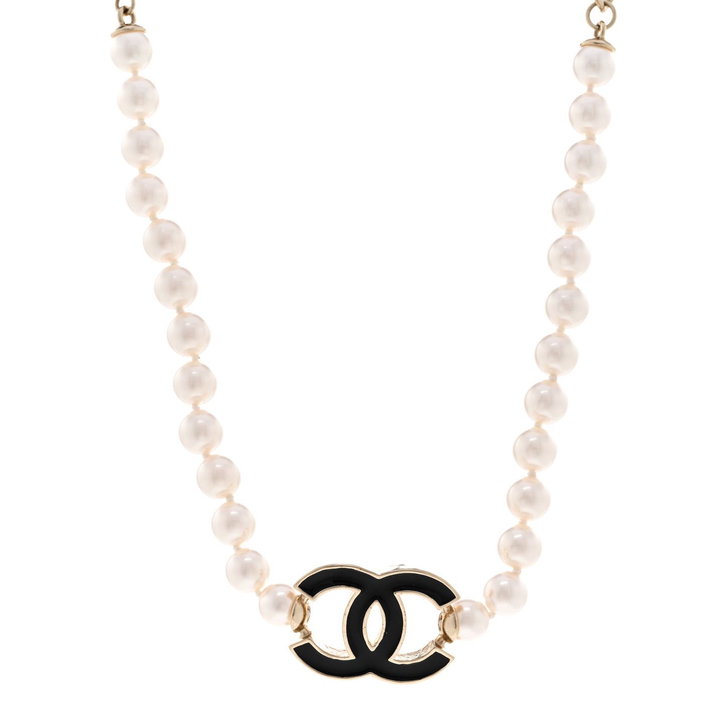 Pearl Resin CC Choker Necklace Gold White Black
