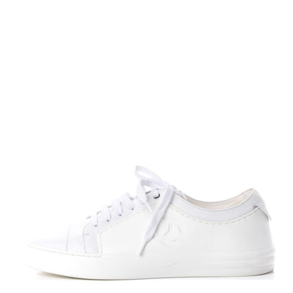 Chanel Calfskin Gum Womens CC Sneakers 40 White 1 of 11