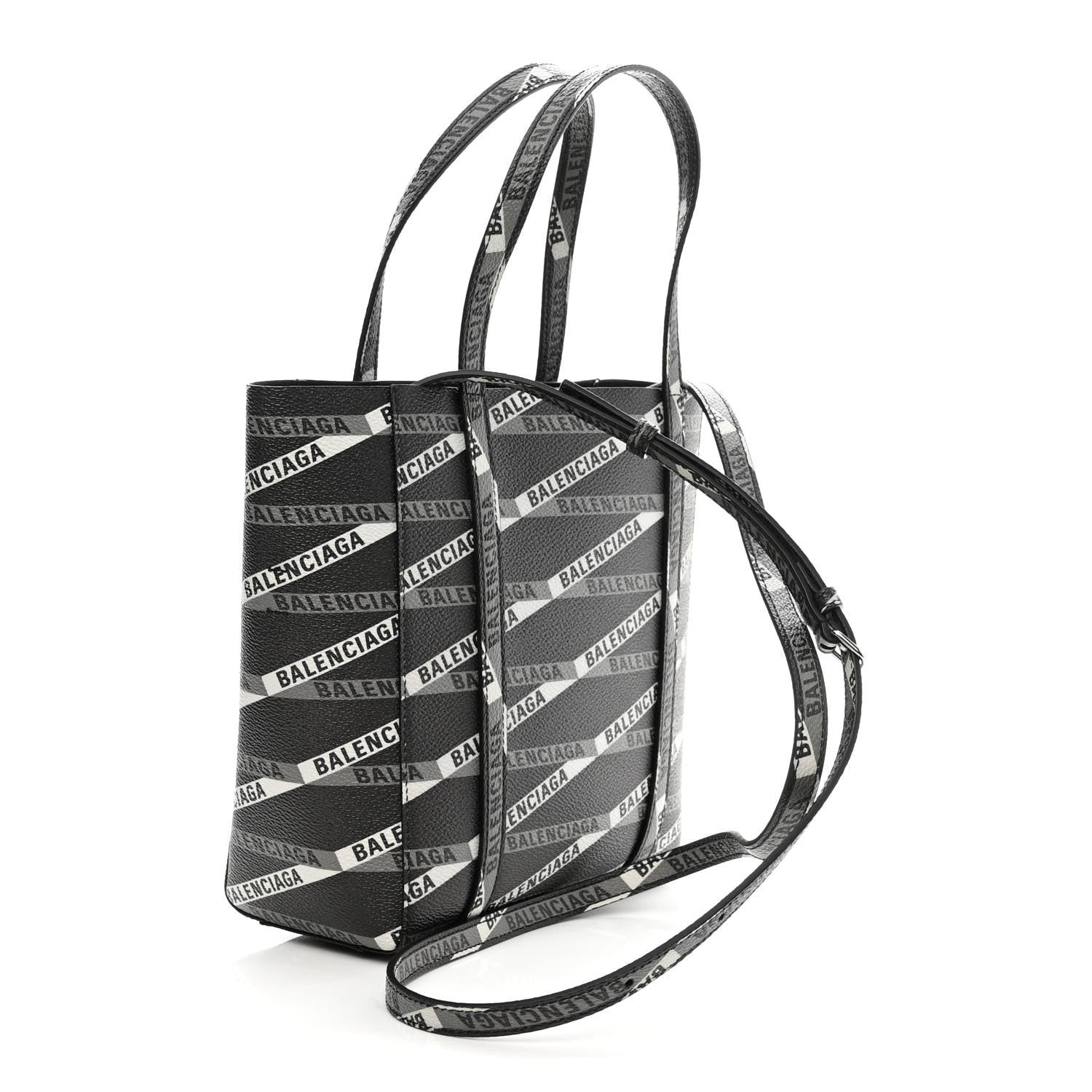 Balenciaga Coated Canvas Losange Monogram Mini Tote Black Grey 3 of 8