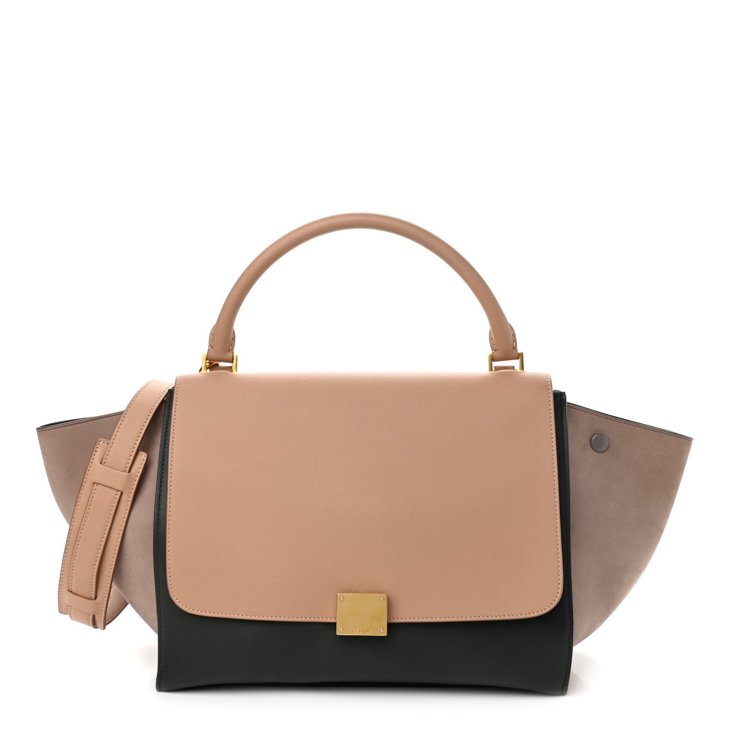 Celine Smooth Calfskin Nubuck Small Tri-Color Trapeze Nude 1 of 12