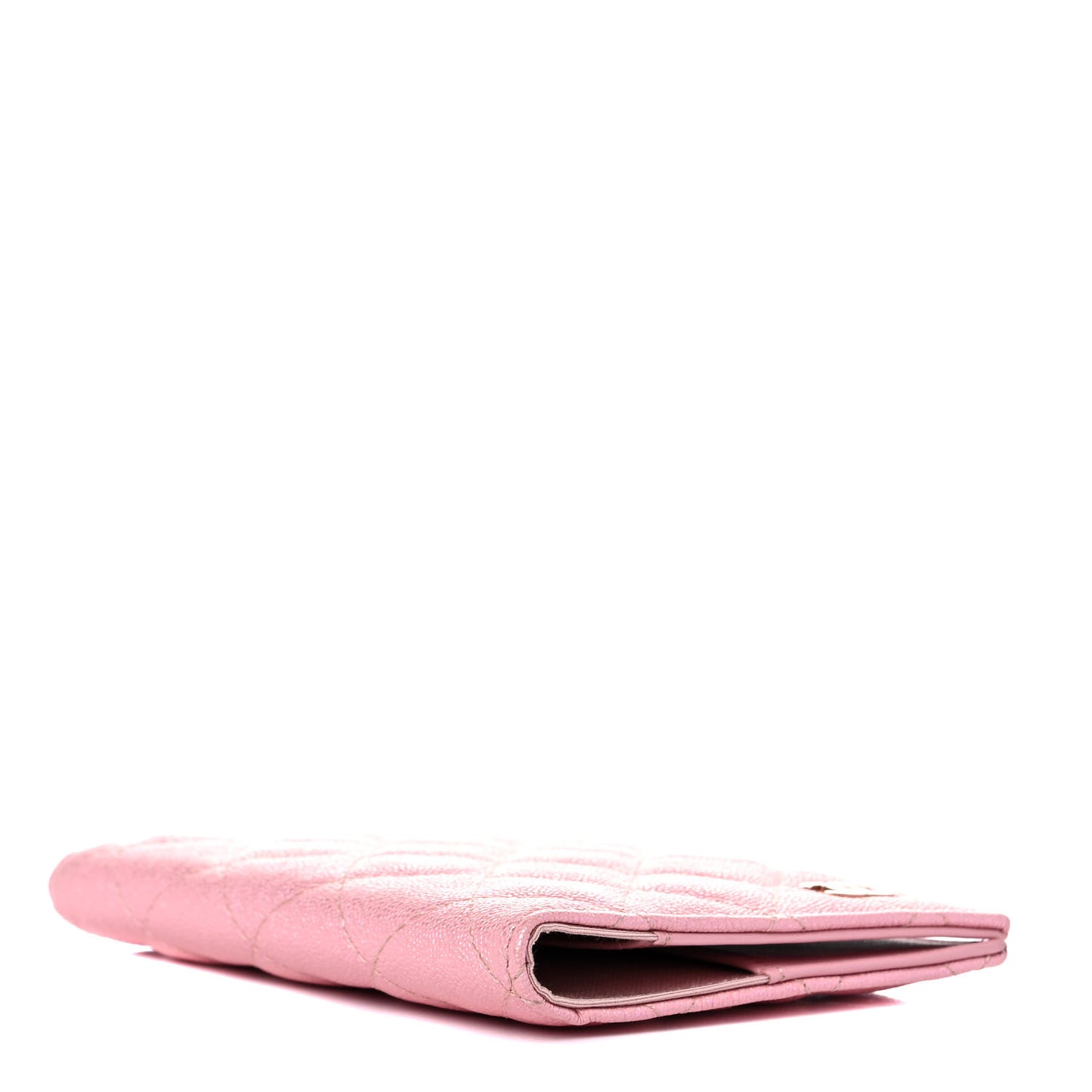 Iridescent Caviar Quilted Passport Holder Pink