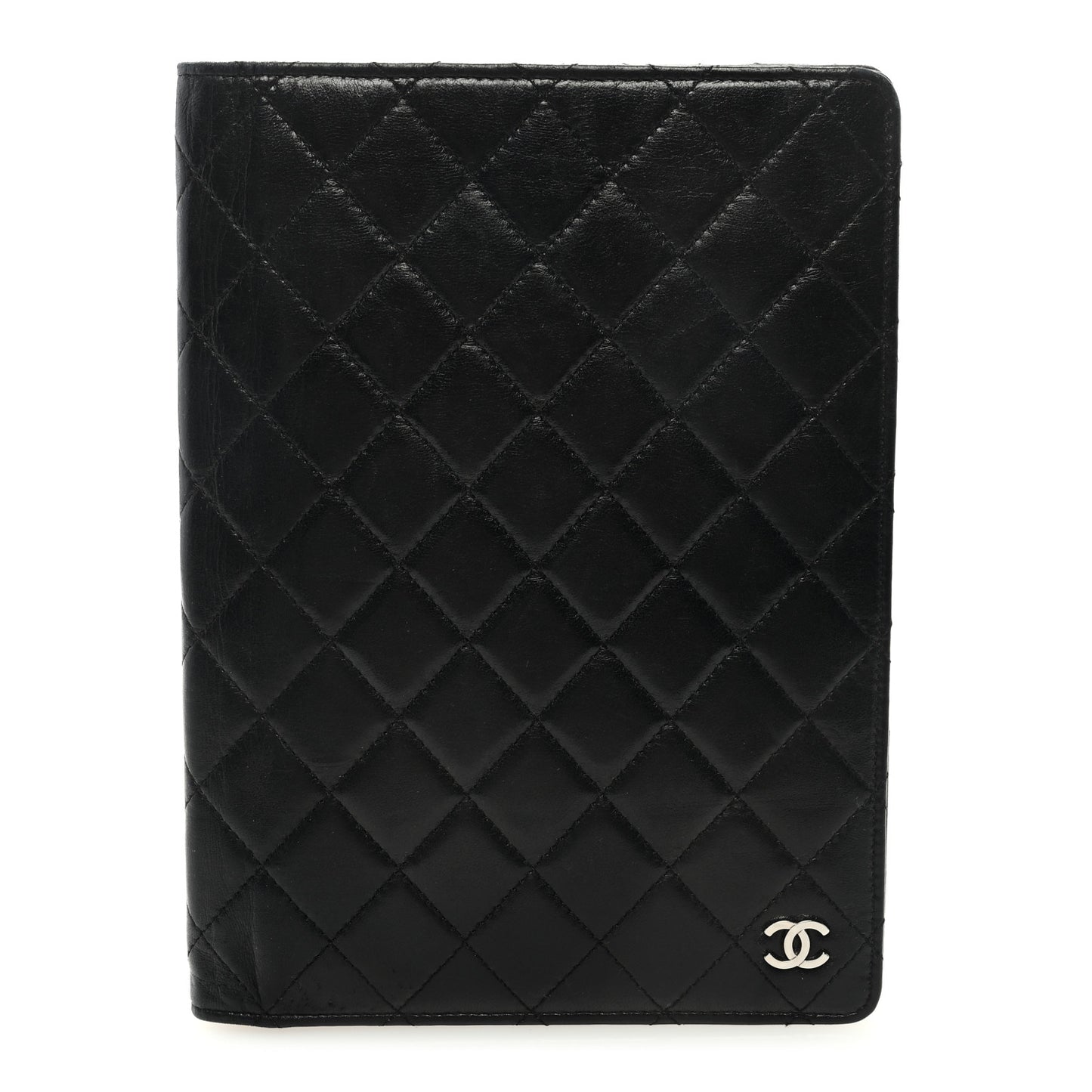 Lambskin Quilted Large Agenda Cover Black