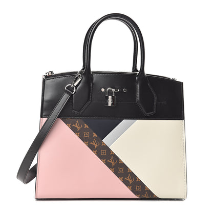 Louis Vuitton Calfskin Monogram Tape City Steamer MM Rose White Navy 1 of 8