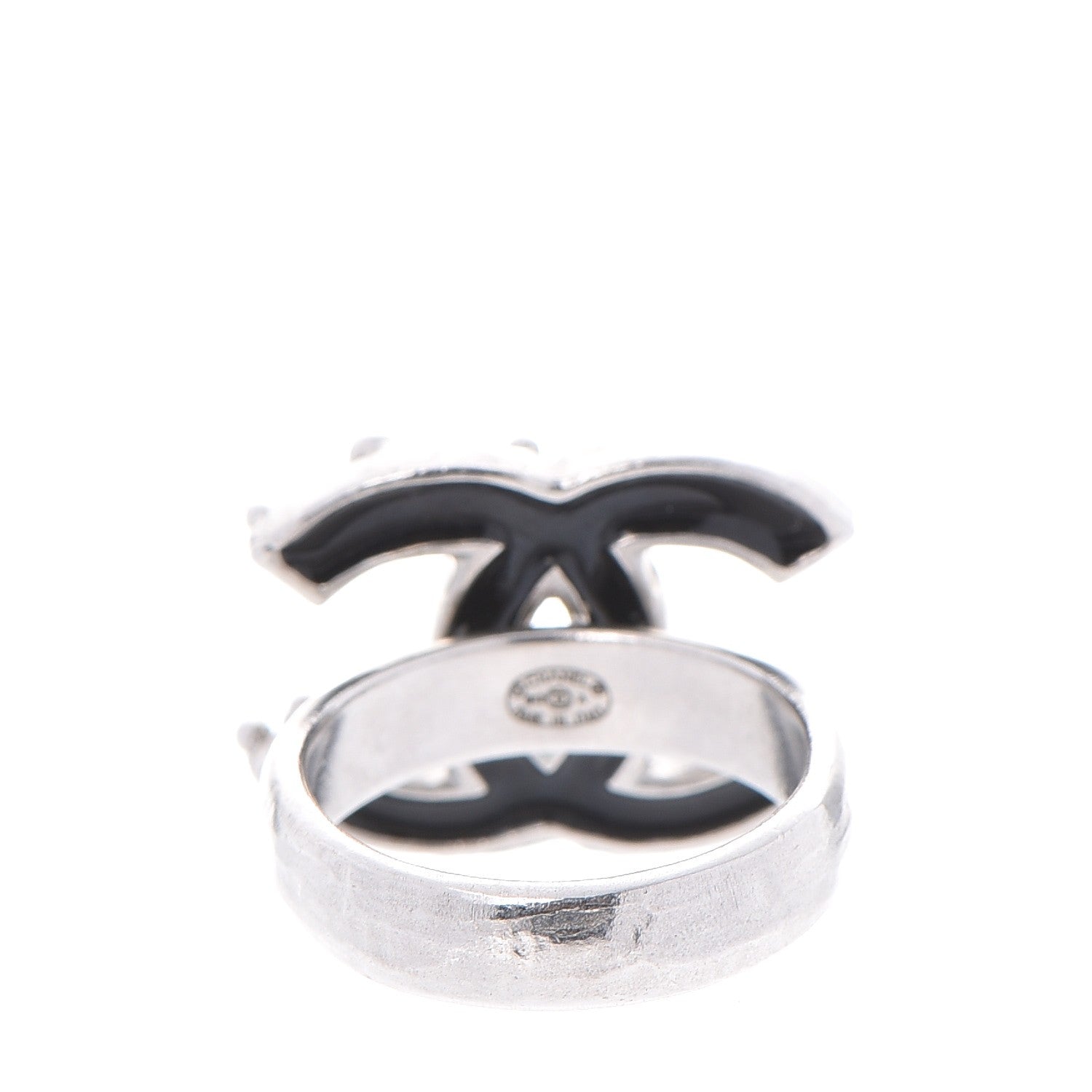 Chanel Ruthenium Enamel CC Ring 7 Black 3 of 4