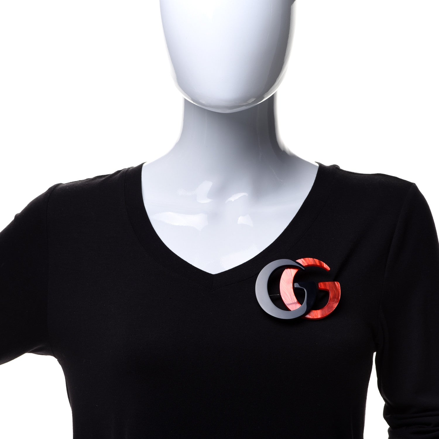 Gucci Resin Double G Brooch Red Black 2 of 4