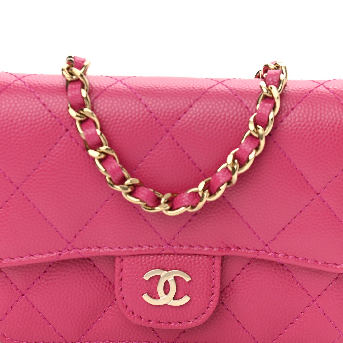 Caviar Quilted Mini Chain Bag Dark Pink