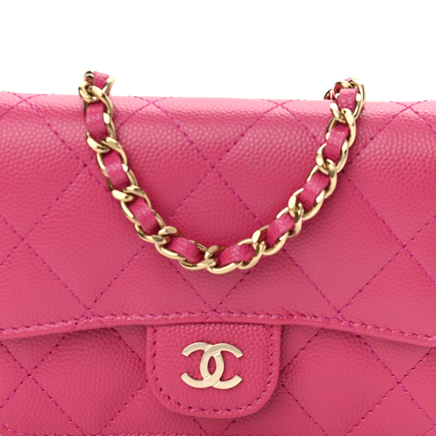 Chanel Caviar Quilted Mini Chain Bag Dark Pink 8 of 11