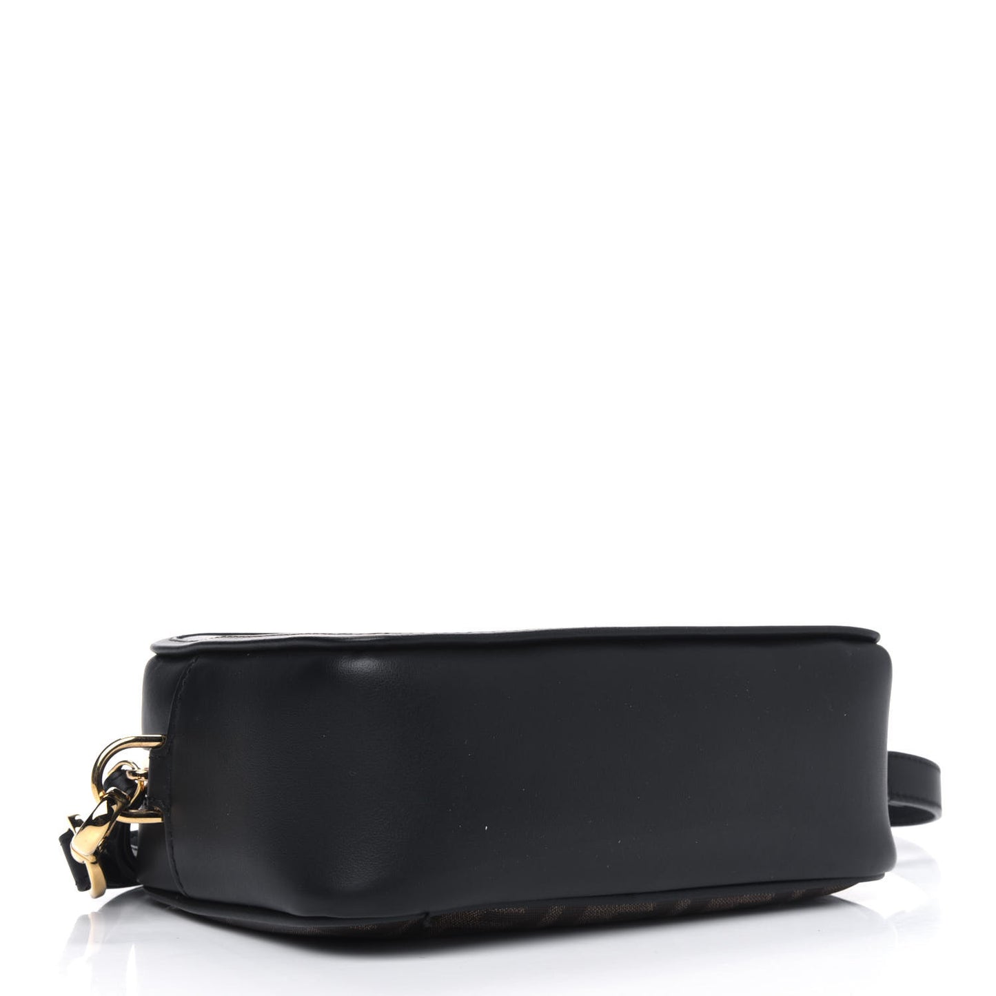 Glazed Fabric Vitello Century FF 1974 Stamp Patch Mini Camera Case Mogano Panna Black