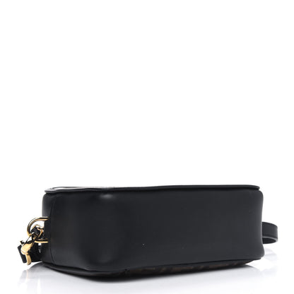 Fendi Glazed Fabric Vitello Century FF 1974 Stamp Patch Mini Camera Case Mogano Panna Black 3 of 5