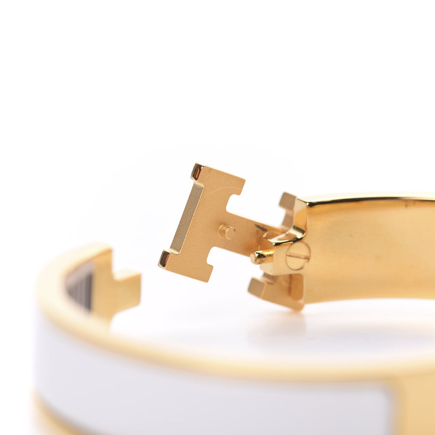 Enamel Narrow Clic Clac H Bracelet PM White