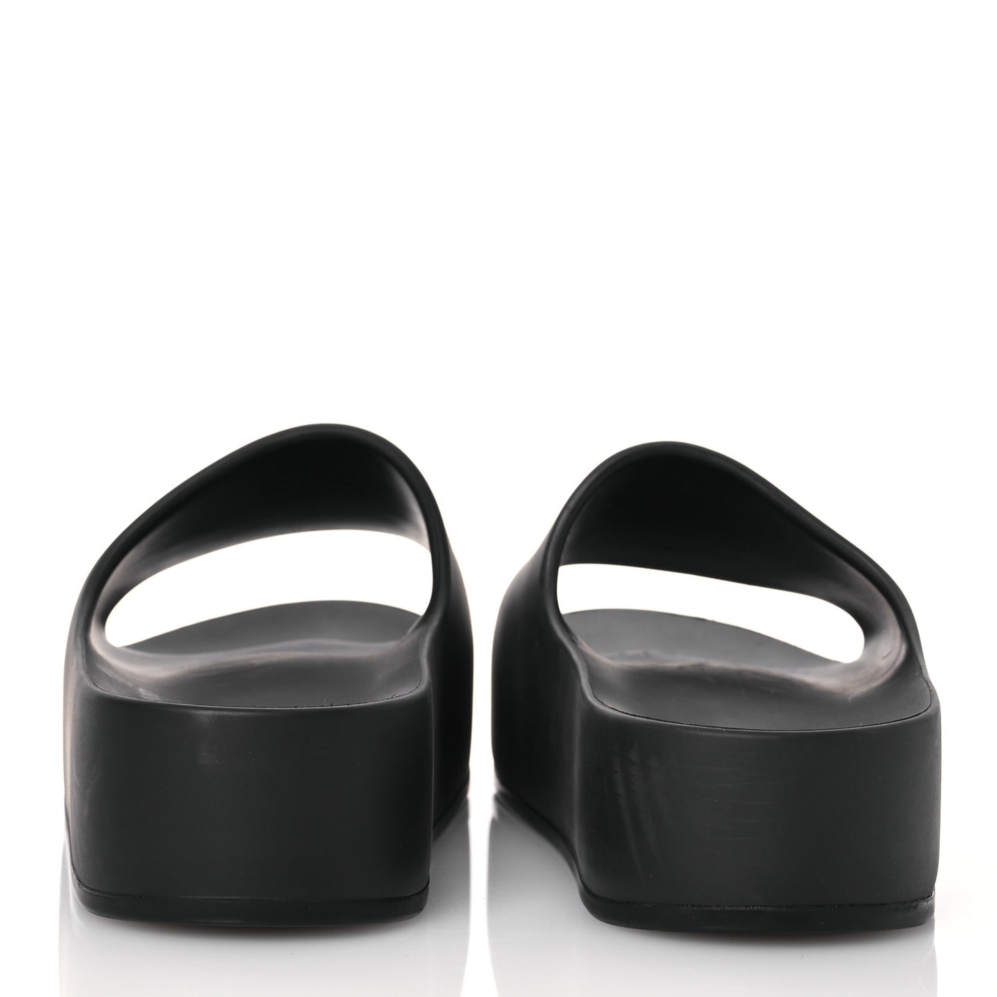 Rubber Chunky Platform Slide Sandals 39 Black