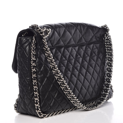 Chanel Washed Lambskin Quilted Maxi Chain Around Flap Black 3 of 9