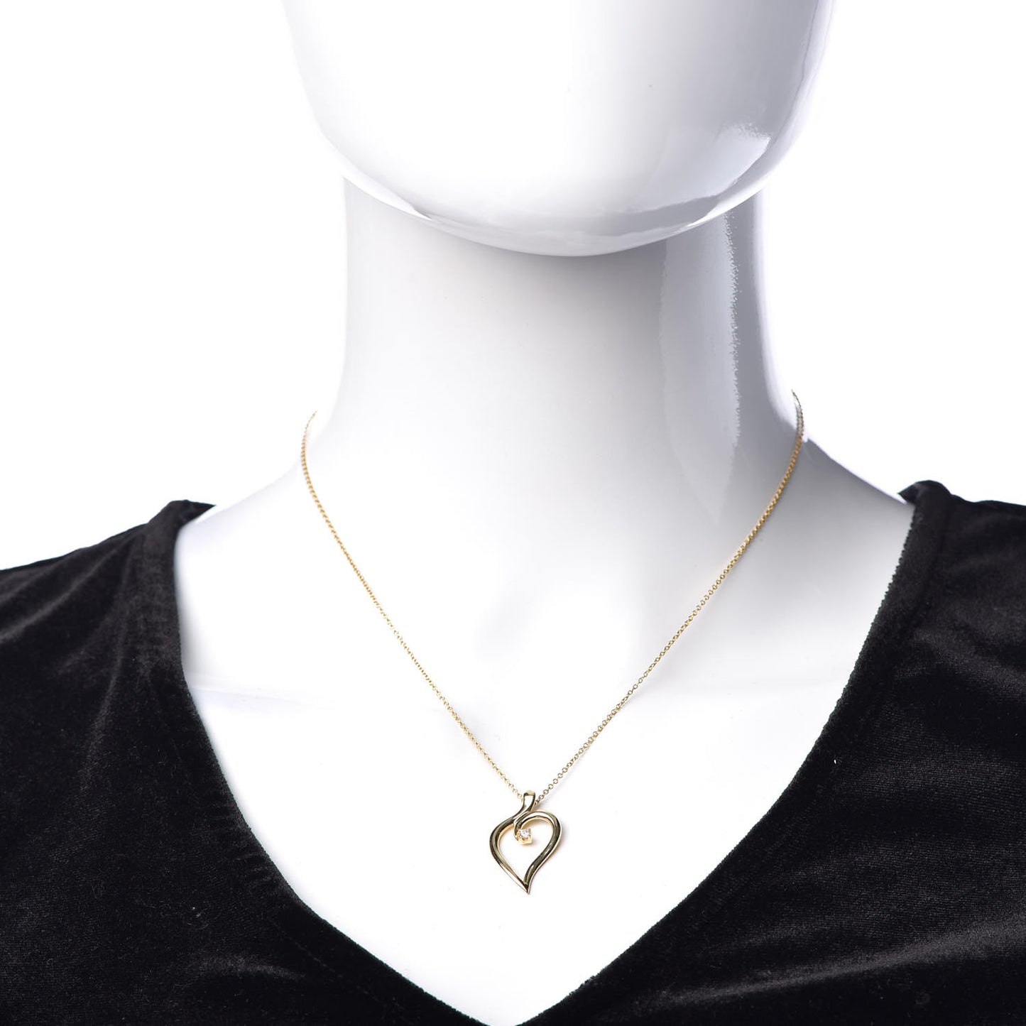 18K Yellow Gold Diamond Open Leaf Pendant Necklace