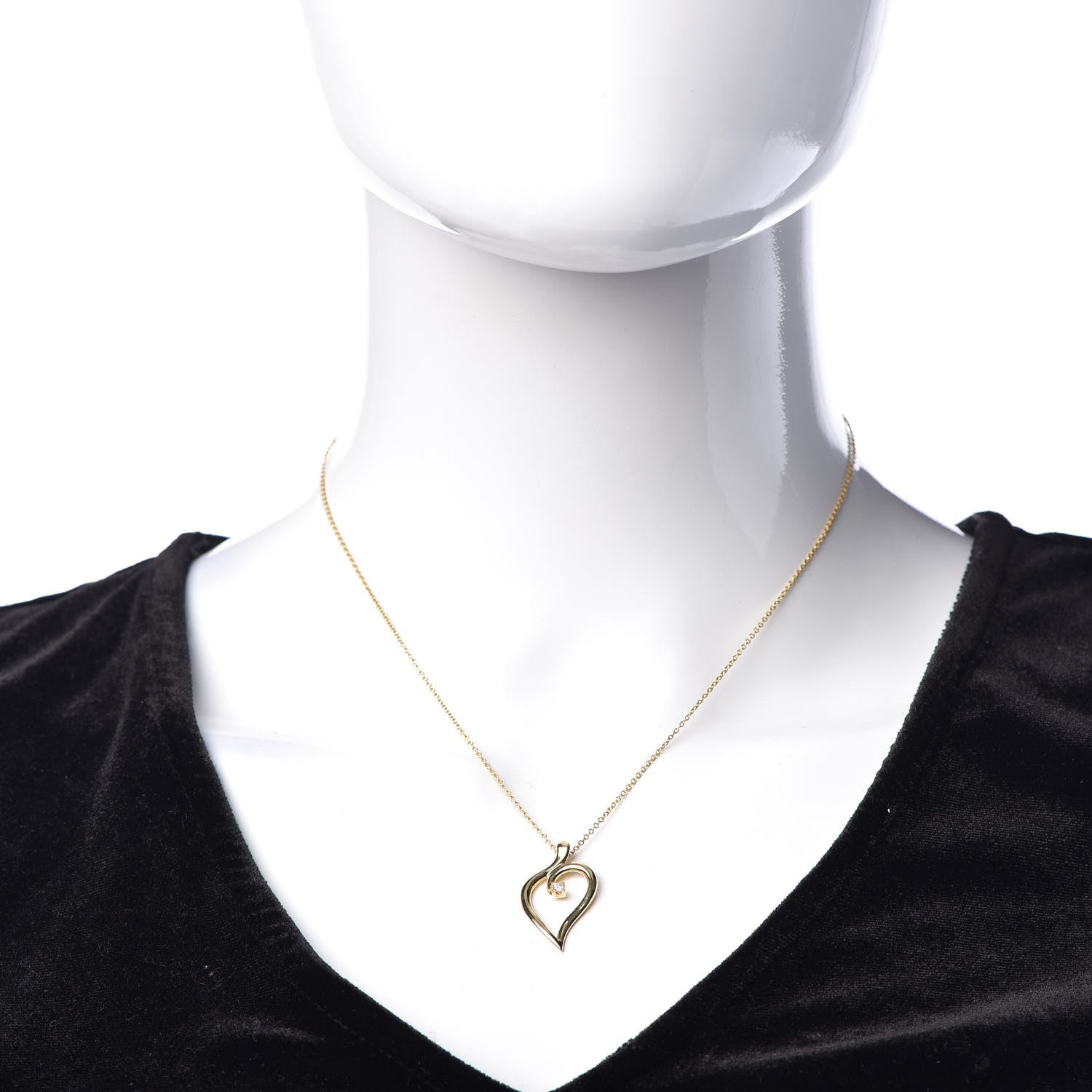Tiffany 18K Yellow Gold Diamond Open Leaf Pendant Necklace 2 of 7