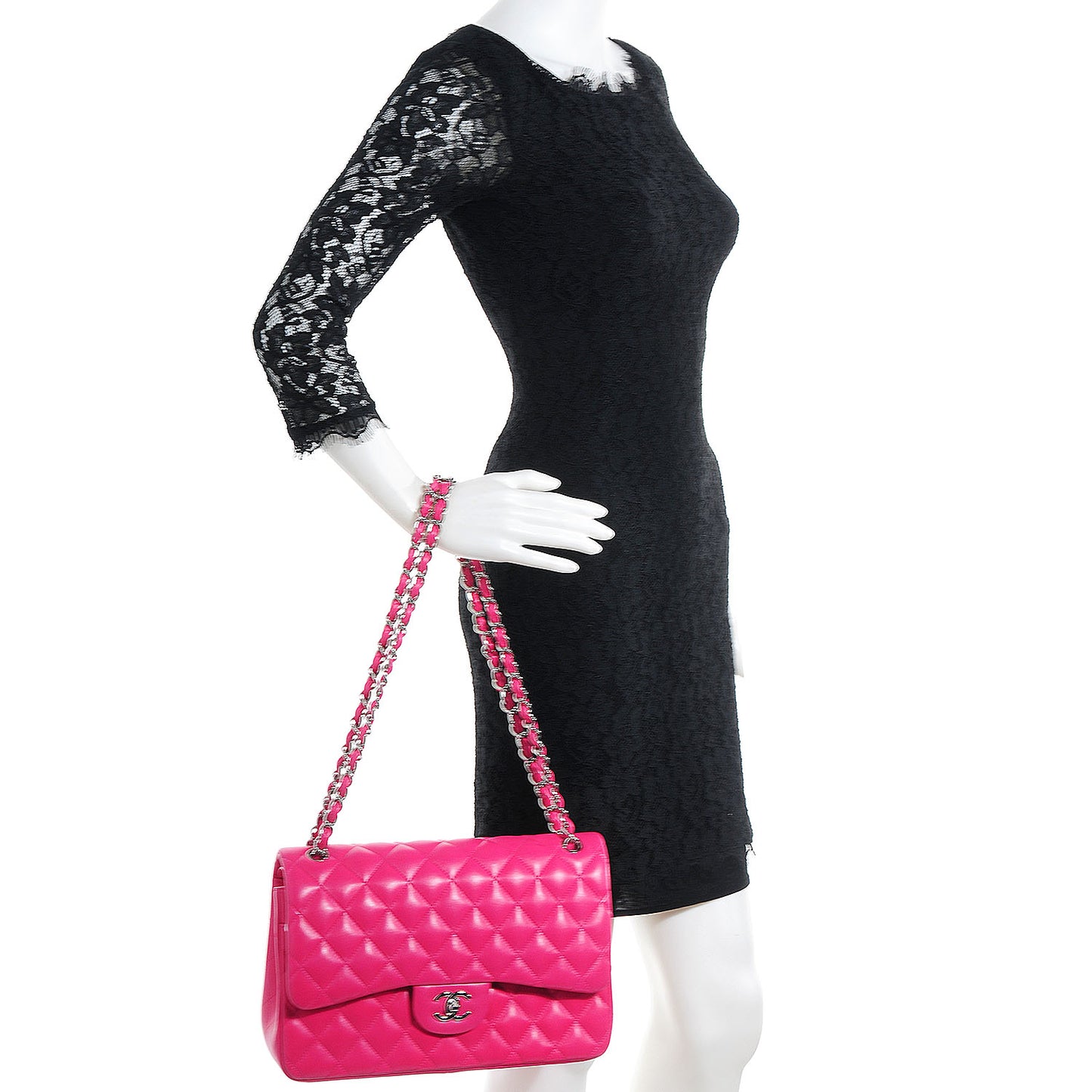 Lambskin Jumbo Double Flap Pink