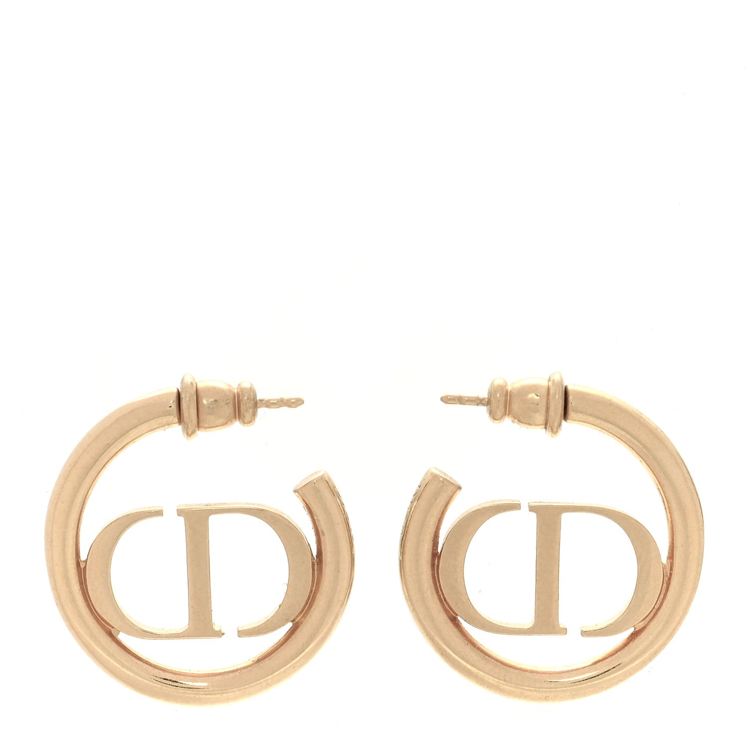 Christian Dior Metal 30 Montaigne Hoop Earrings Aged Gold 1 of 4