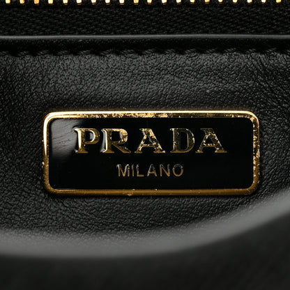 Prada Saffiano Lux Metal Triangle Logo Mini Envelope Chain Shoulder Bag Black 6 of 9